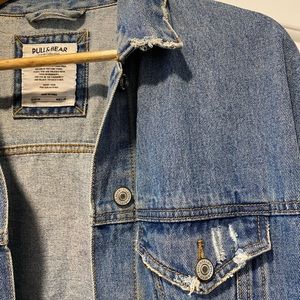 Pull & Bear oversized lightly distressed denim jacket.
